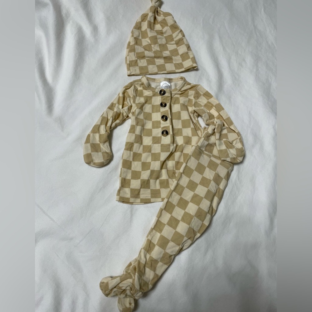 Lou Lou & Company Tan Checkered Kids Matching Set